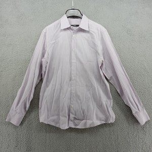 Z Zegna Shirt Mens 15 Purple‎ Stripe Spread Collar Regular Fit Classicore